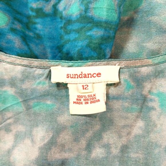 Sundance Watercolor Blue Sleeveless 100% Silk Maxi Dress Vintage Boho Size 12... - Picture 2 of 16